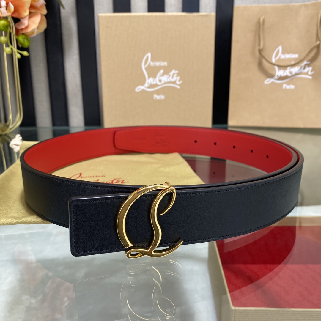 Christian Louboutin Logo Leather Belt  - FashionPlug