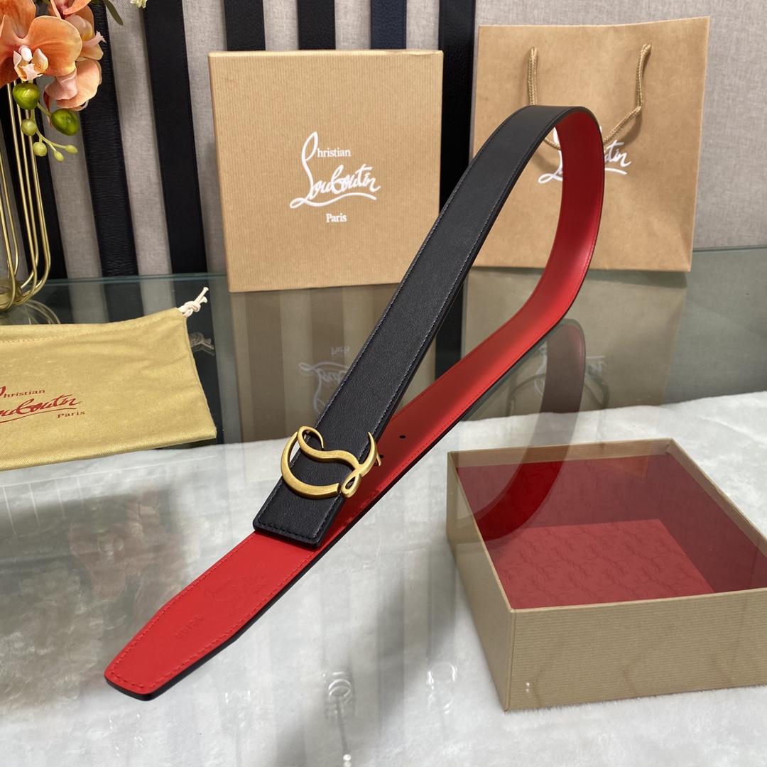 Christian Louboutin Logo Leather Belt  - FashionPlug