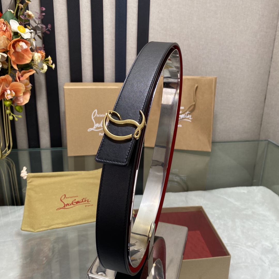 Christian Louboutin Logo Leather Belt  - FashionPlug