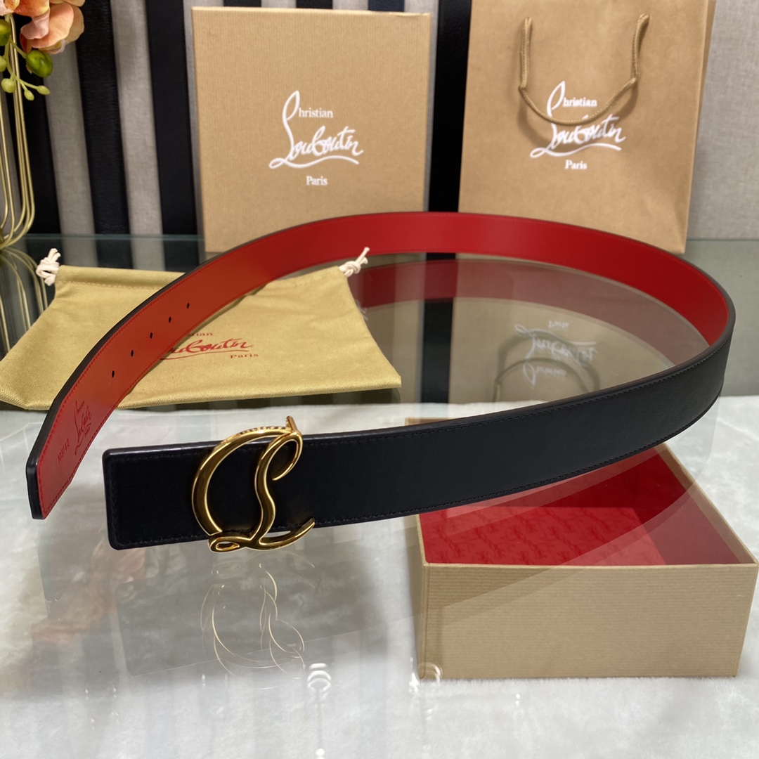 Christian Louboutin Logo Leather Belt  - FashionPlug