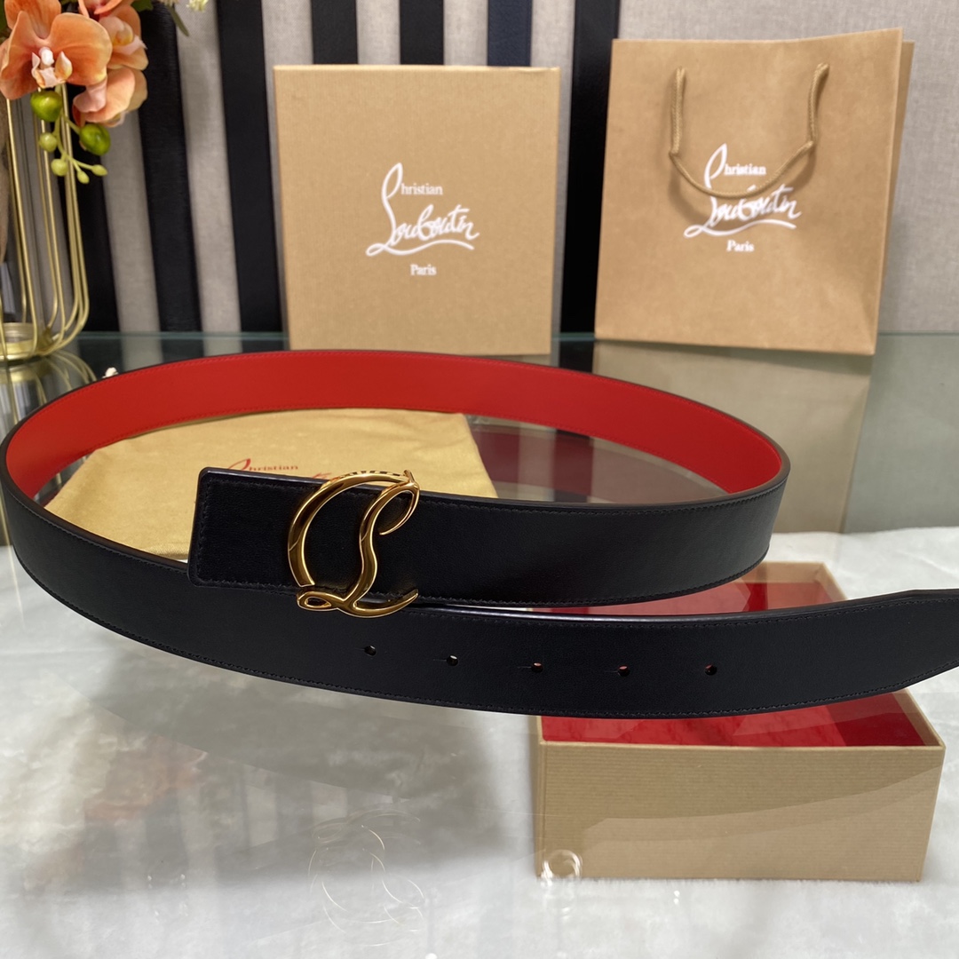 Christian Louboutin Logo Leather Belt  - FashionPlug