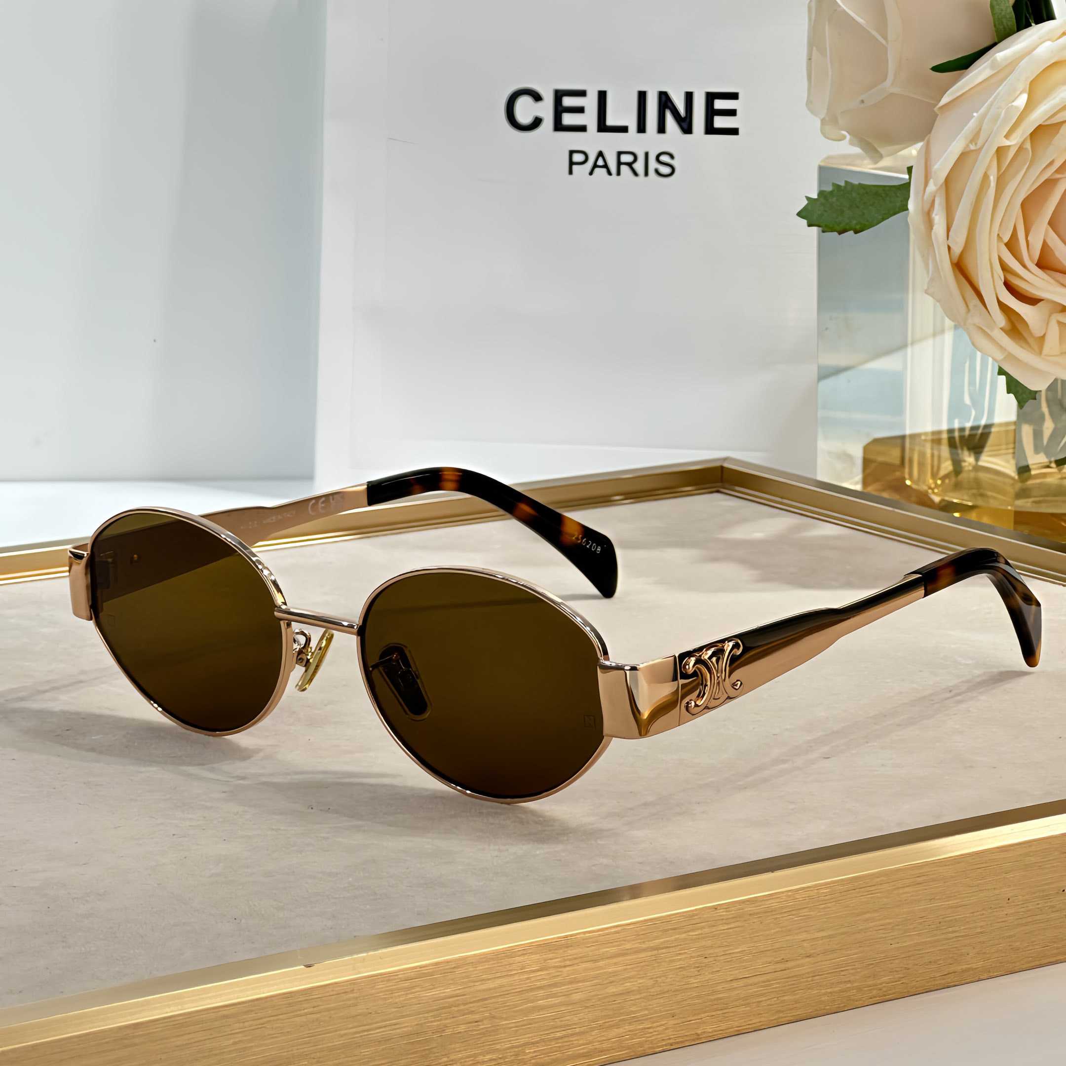 Celine Triomphe Metal 01 Sunglasses In Metal - FashionPlug