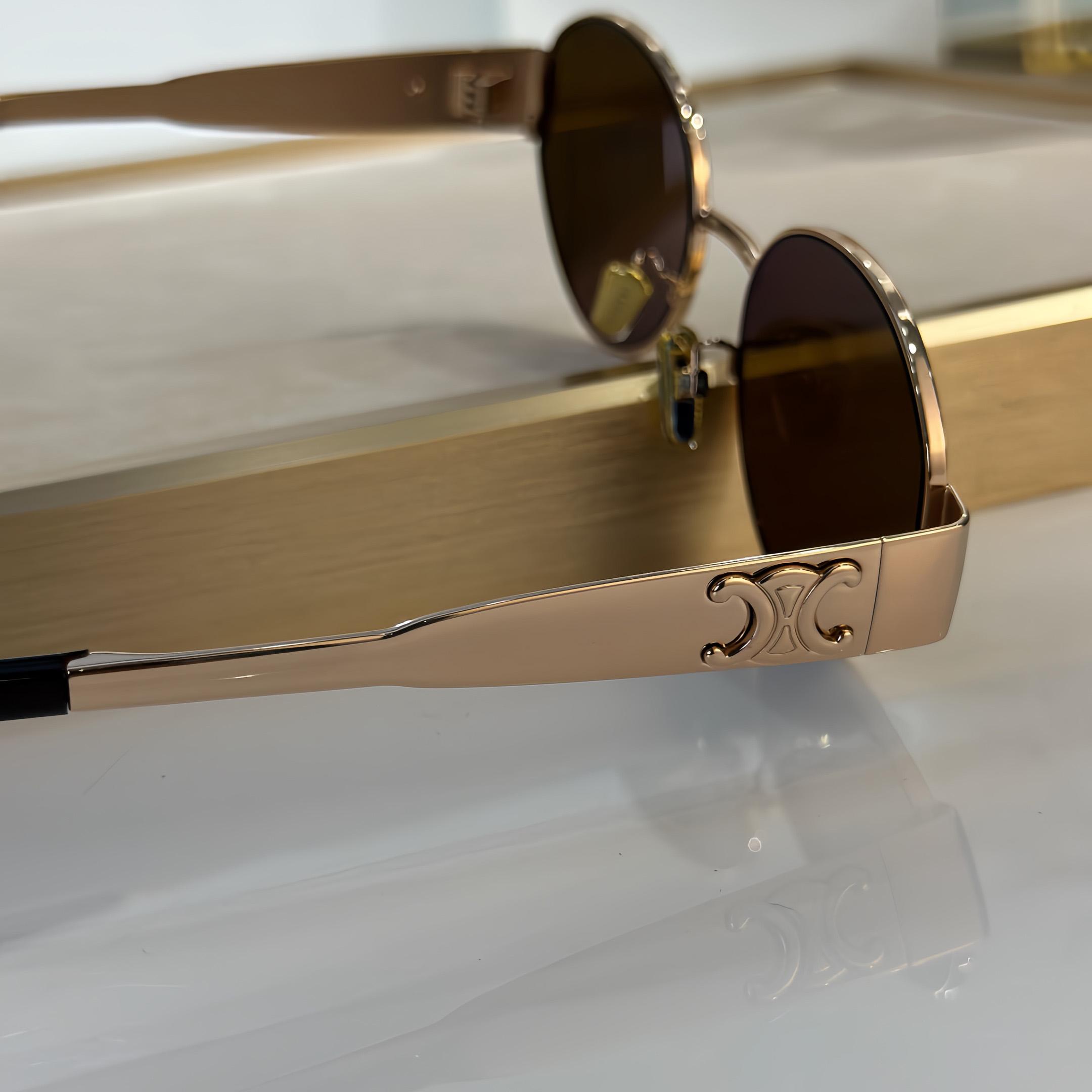 Celine Triomphe Metal 01 Sunglasses In Metal - FashionPlug