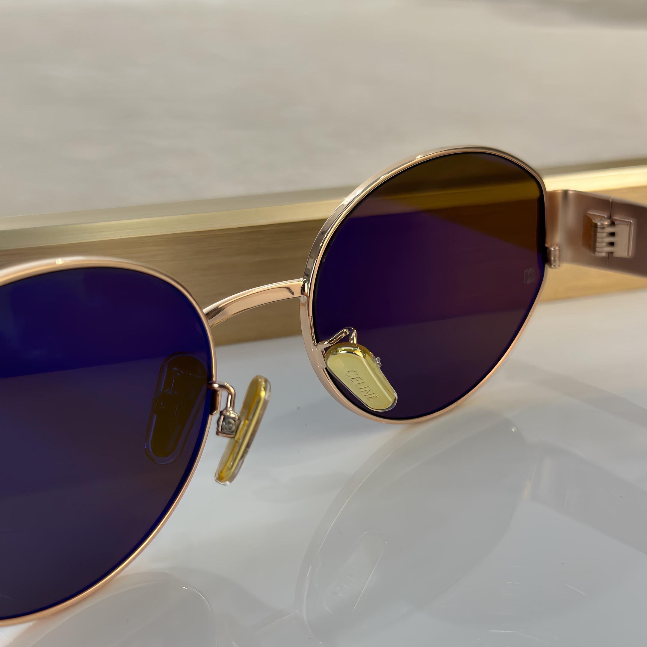 Celine Triomphe Metal 01 Sunglasses In Metal - FashionPlug