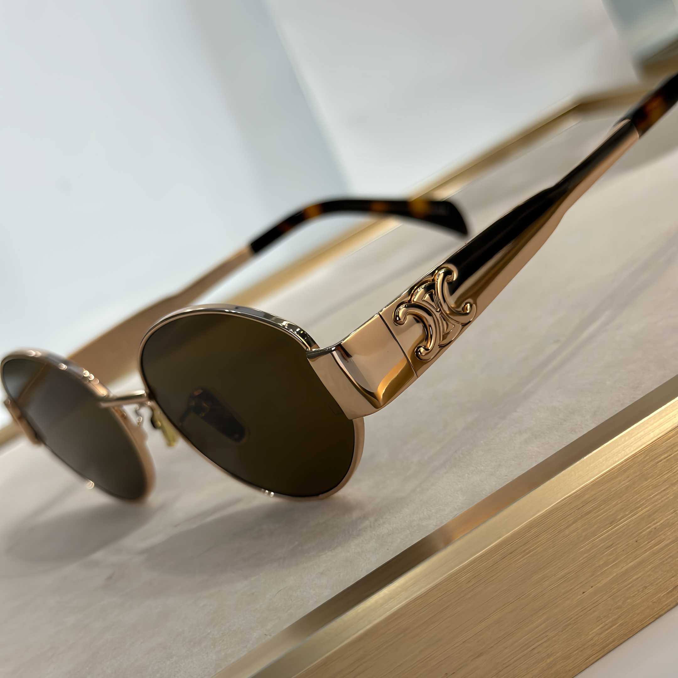 Celine Triomphe Metal 01 Sunglasses In Metal - FashionPlug