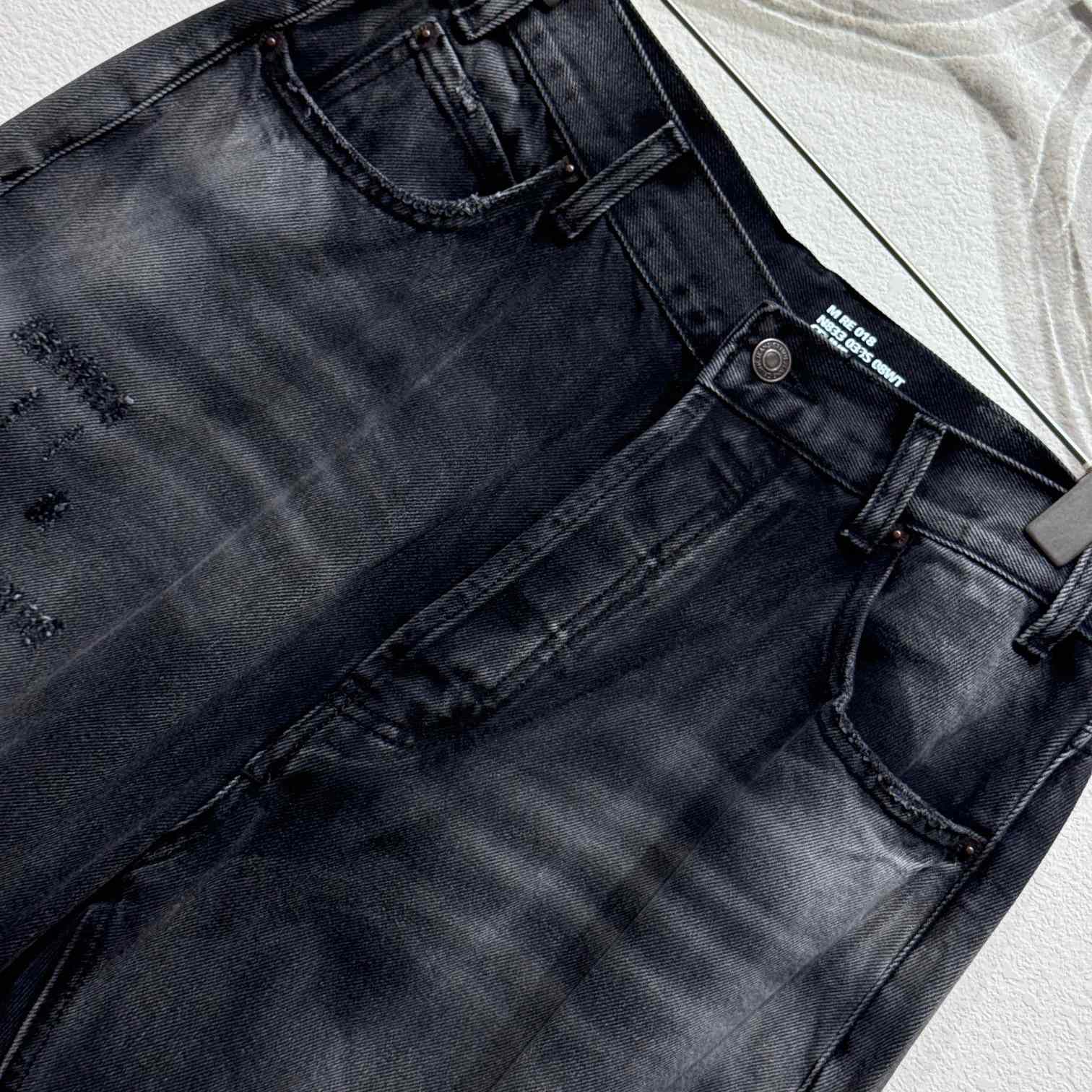 Celine Wesley Jeans In Black Destroyed Denim  - FashionPlug