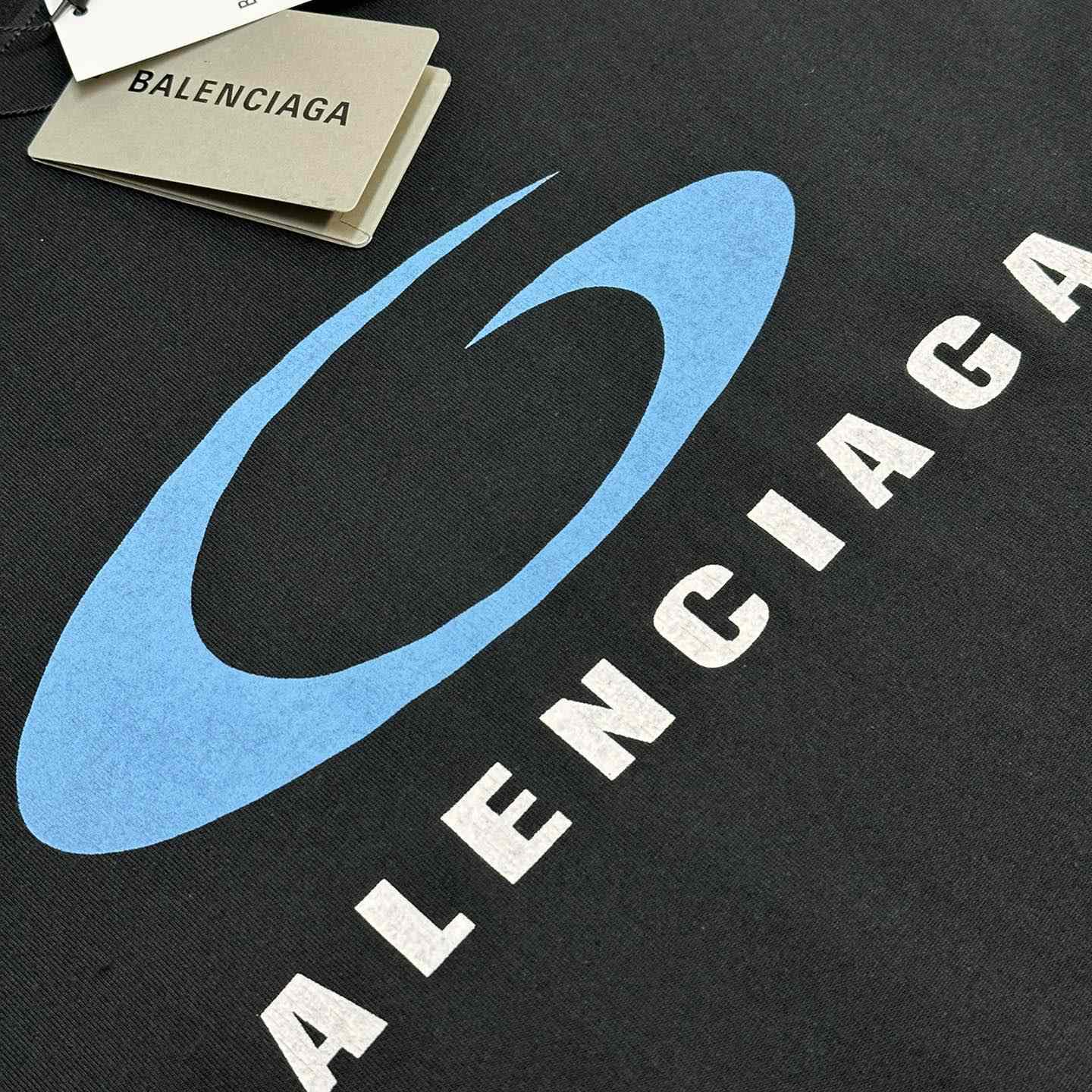 Balenciaga Loop Sports Icon T-Shirt Medium Fit In Washed Black - FashionPlug