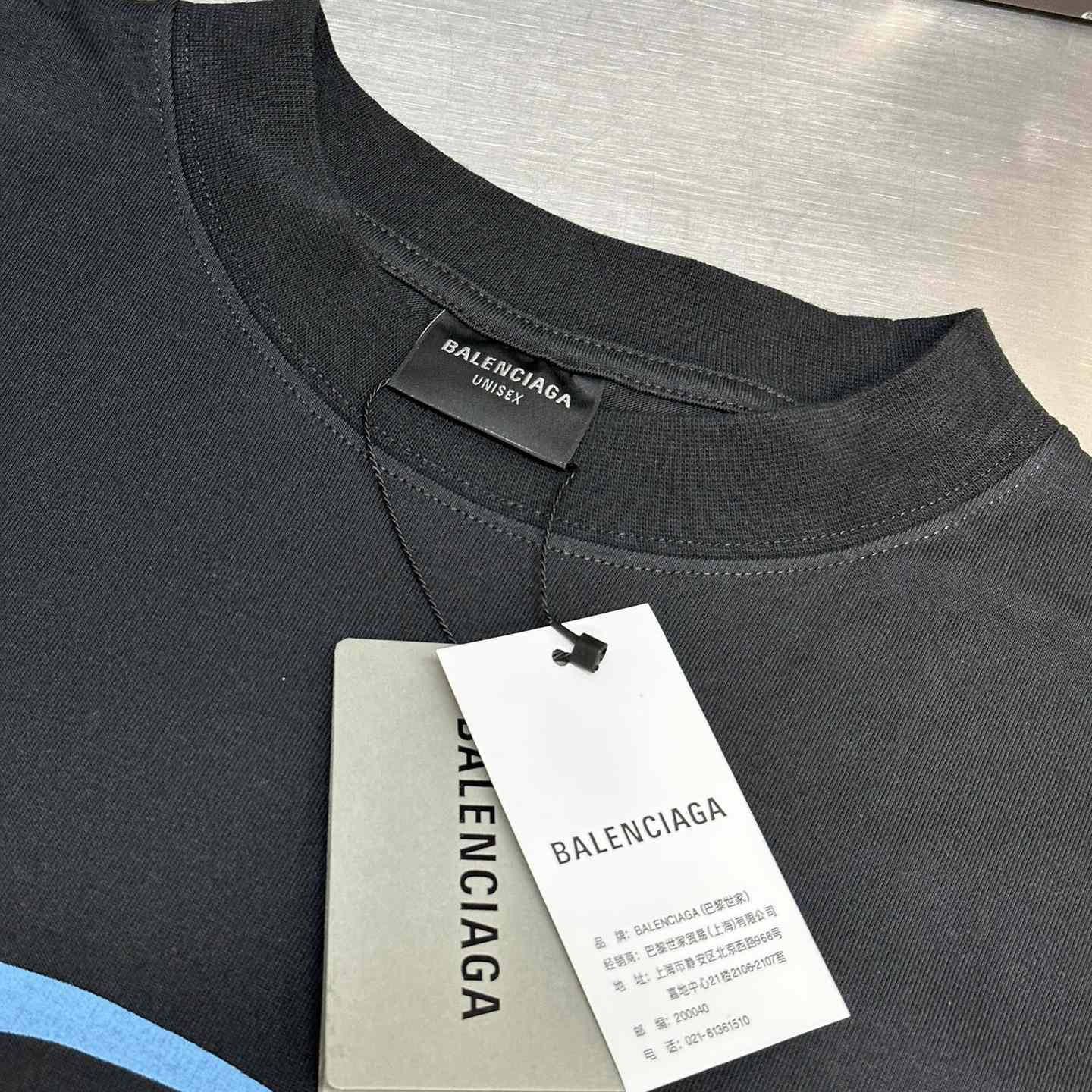 Balenciaga Loop Sports Icon T-Shirt Medium Fit In Washed Black - FashionPlug