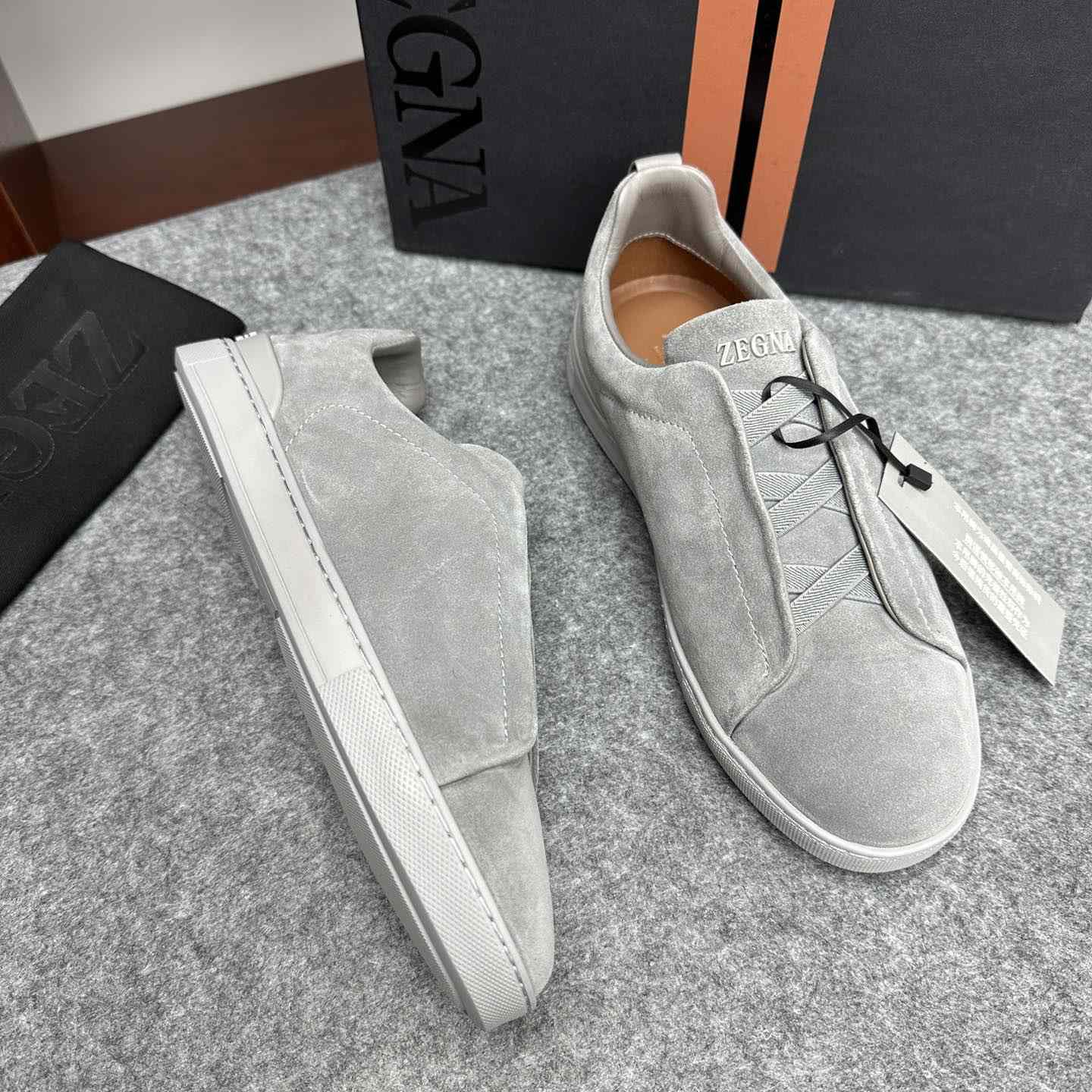 Zegna Suede Triple Stitch™ Sneakers - FashionPlug