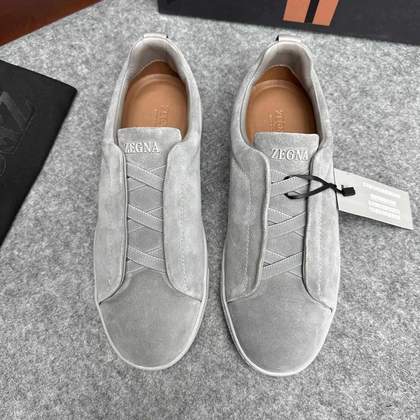 Zegna Suede Triple Stitch™ Sneakers - FashionPlug