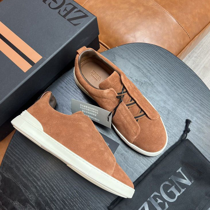 Zegna Suede Triple Stitch™ Sneakers - FashionPlug