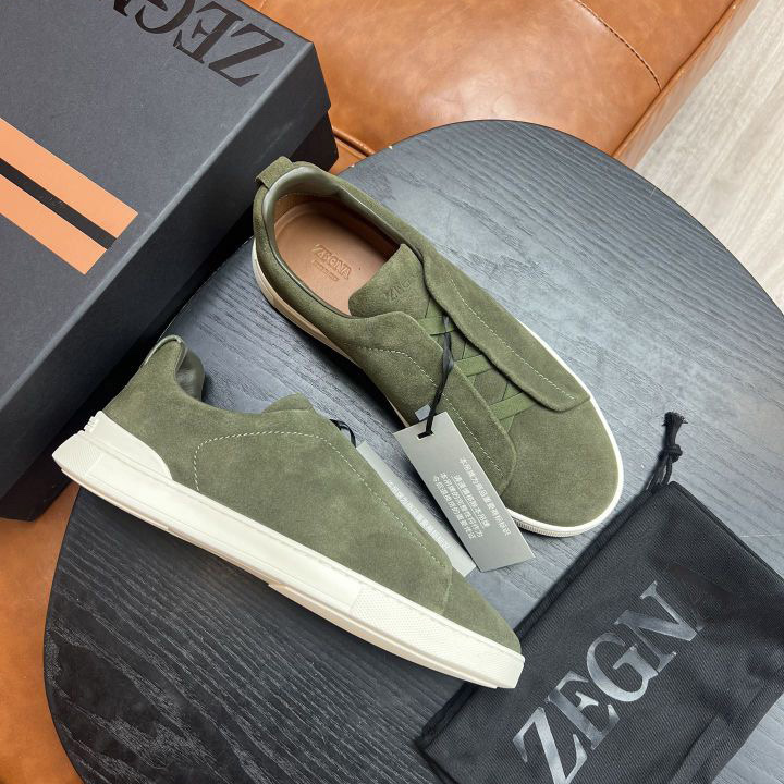 Zegna Suede Triple Stitch™ Sneakers - FashionPlug