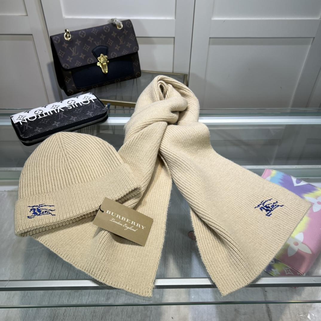 Burberry KD-embroidered Ribbed-knit Scarf & Beanie - FashionPlug