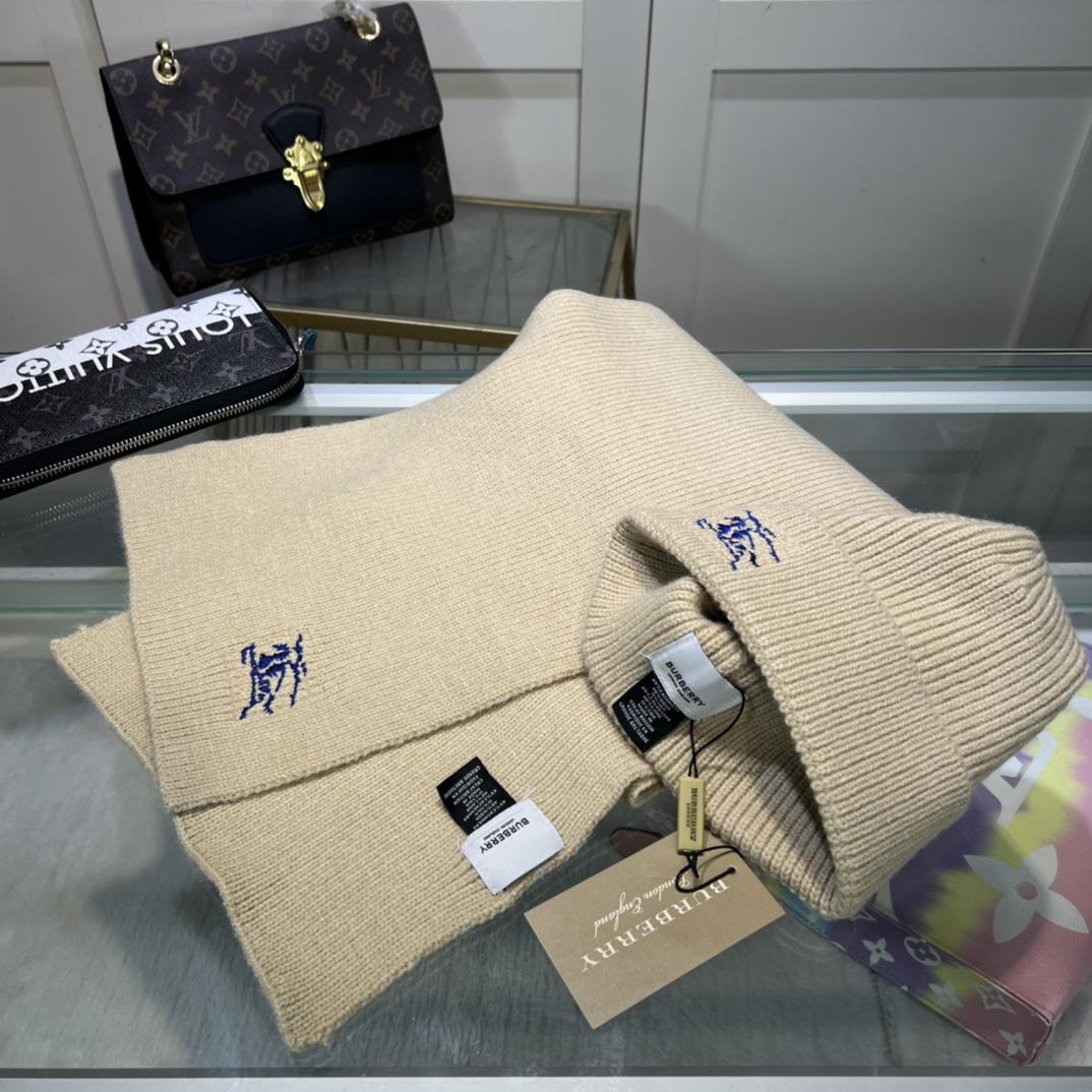 Burberry KD-embroidered Ribbed-knit Scarf & Beanie - FashionPlug