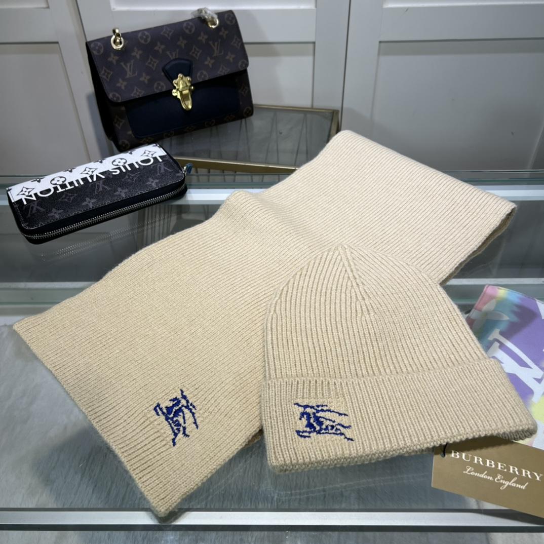 Burberry KD-embroidered Ribbed-knit Scarf & Beanie - FashionPlug