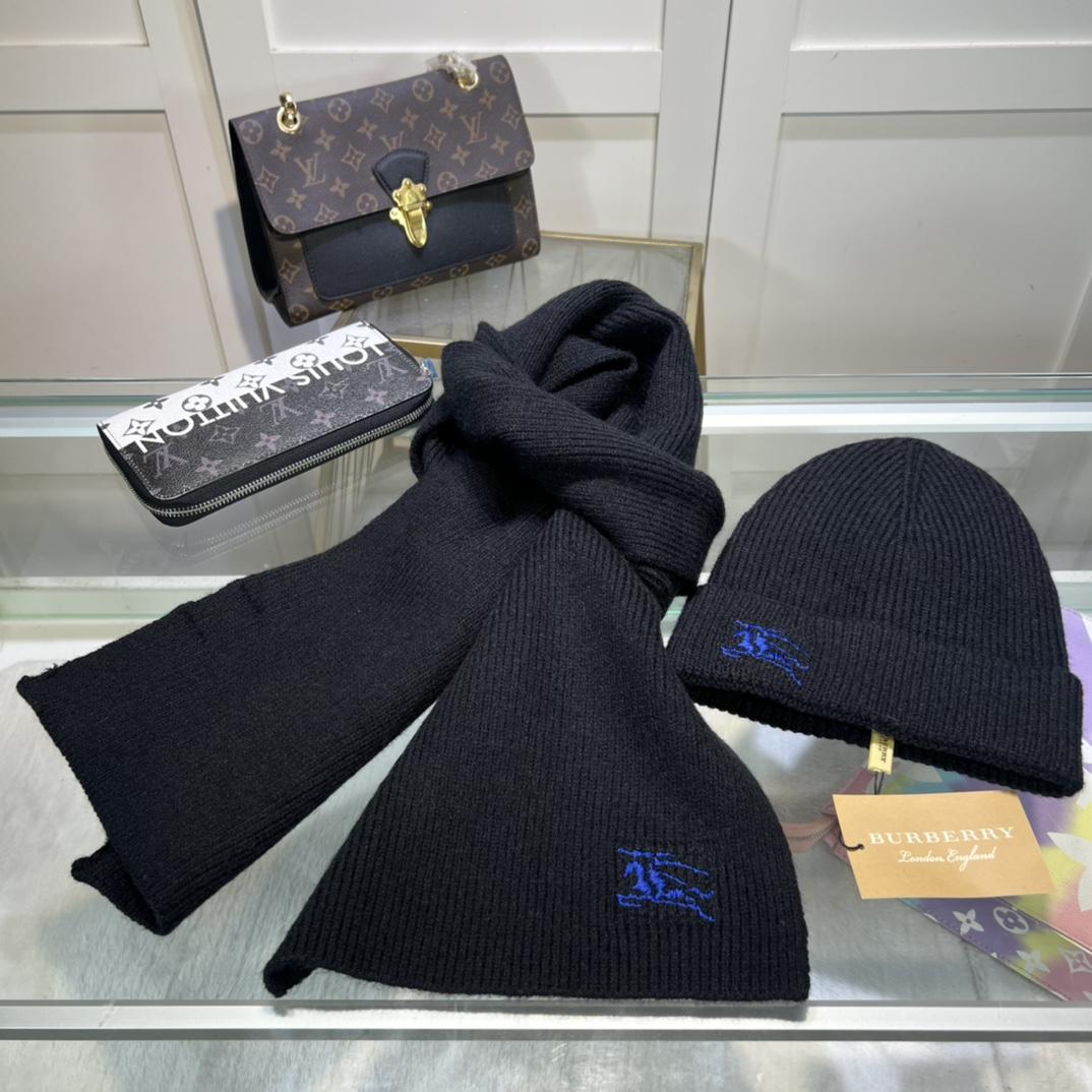 Burberry KD-embroidered Ribbed-knit Scarf & Beanie - FashionPlug