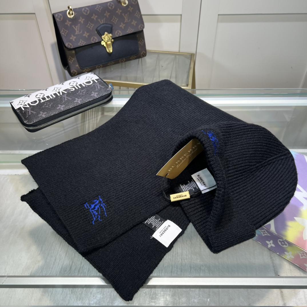 Burberry KD-embroidered Ribbed-knit Scarf & Beanie - FashionPlug