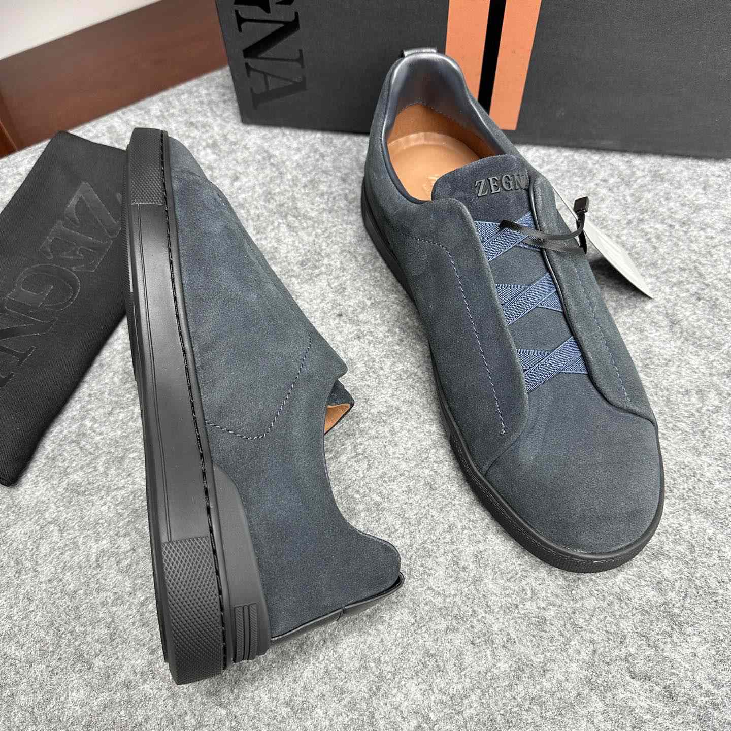 Zegna Suede Triple Stitch™ Sneakers - FashionPlug