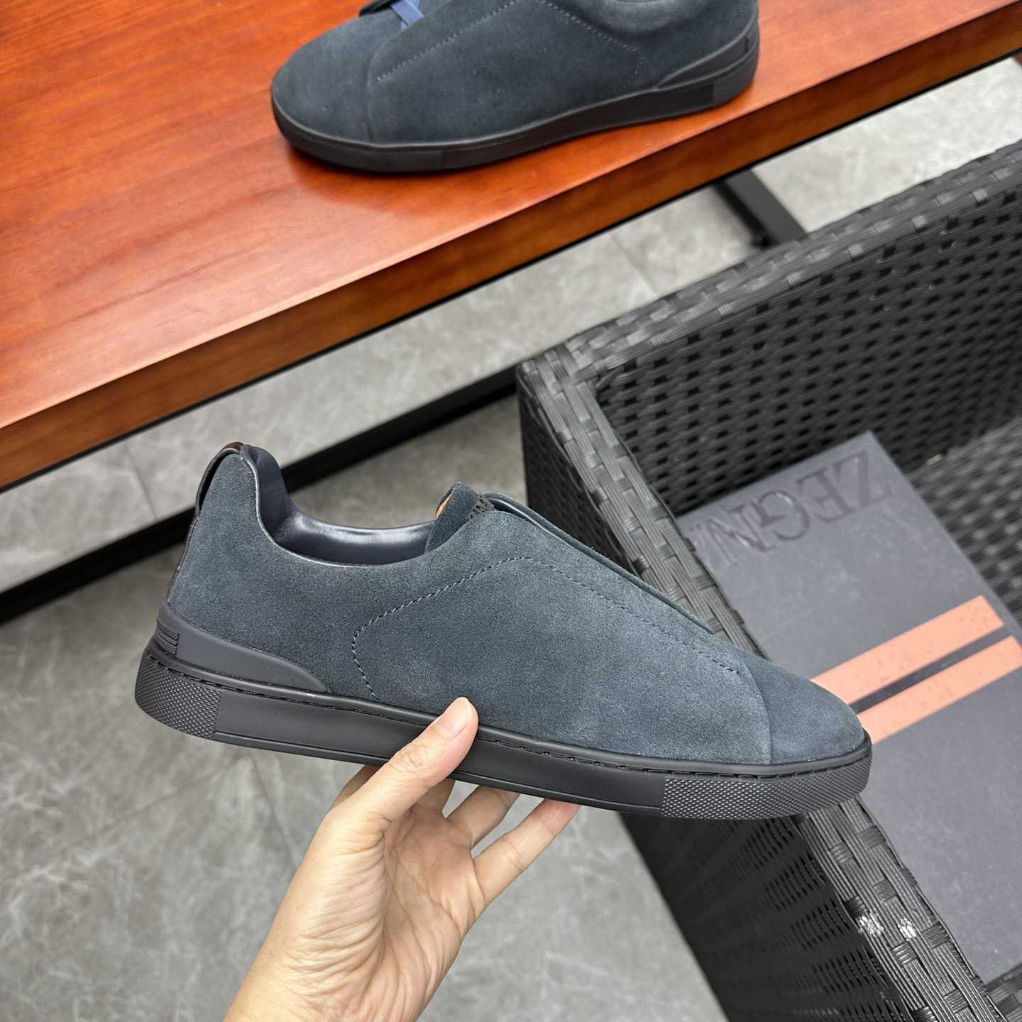 Zegna Suede Triple Stitch™ Sneakers - FashionPlug