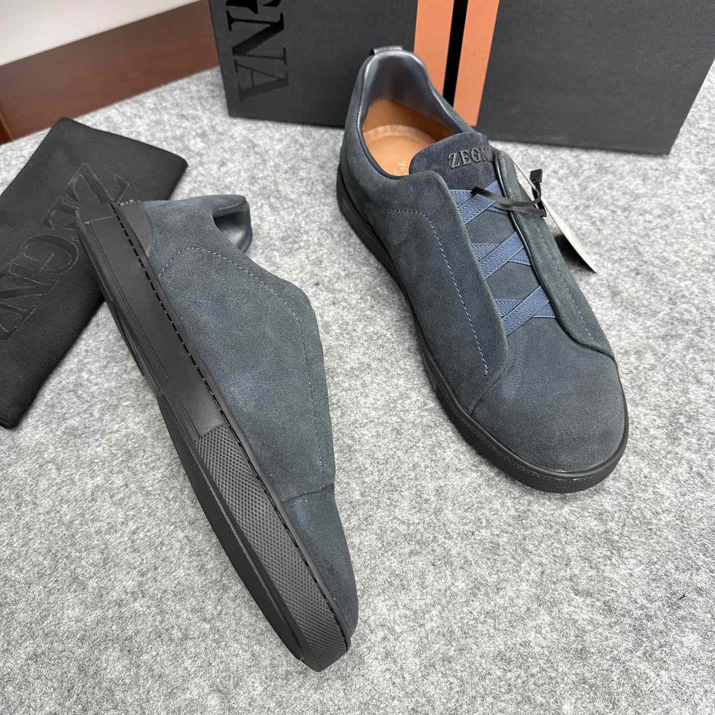 Zegna Suede Triple Stitch™ Sneakers - FashionPlug