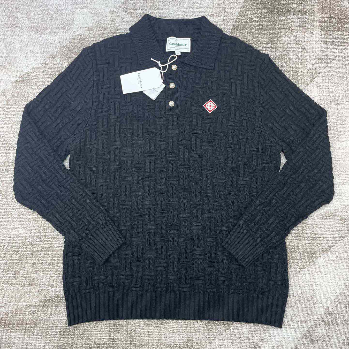 Casablanca Column Stitch Wool Knit Polo  D0065 - FashionPlug