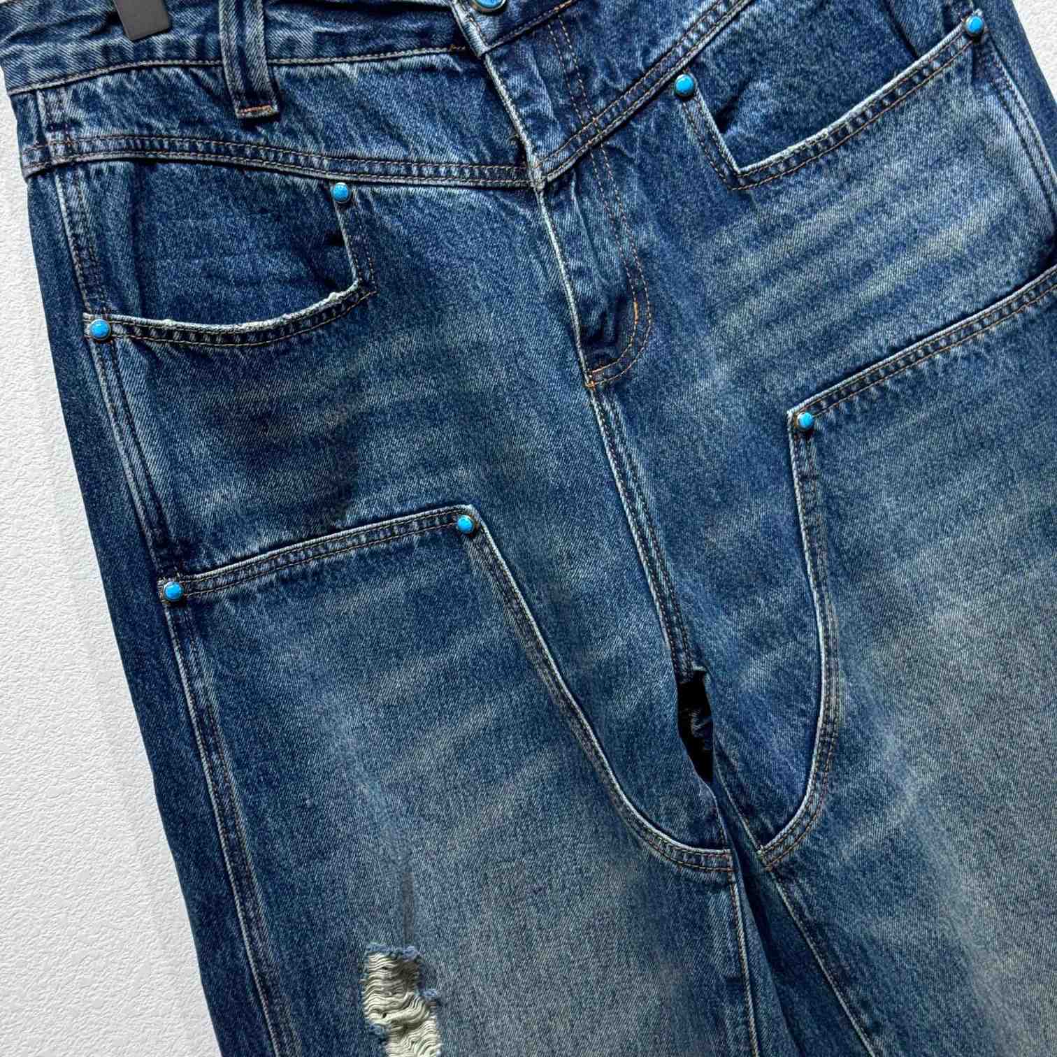 Louis Vuitton Washed Denim Workwear Pants   - FashionPlug