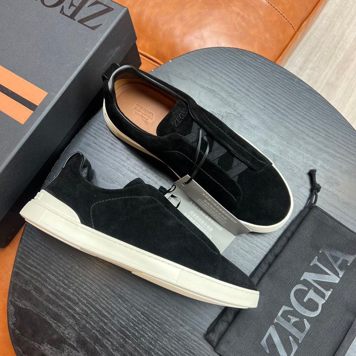 Zegna Suede Triple Stitch™ Sneakers - FashionPlug