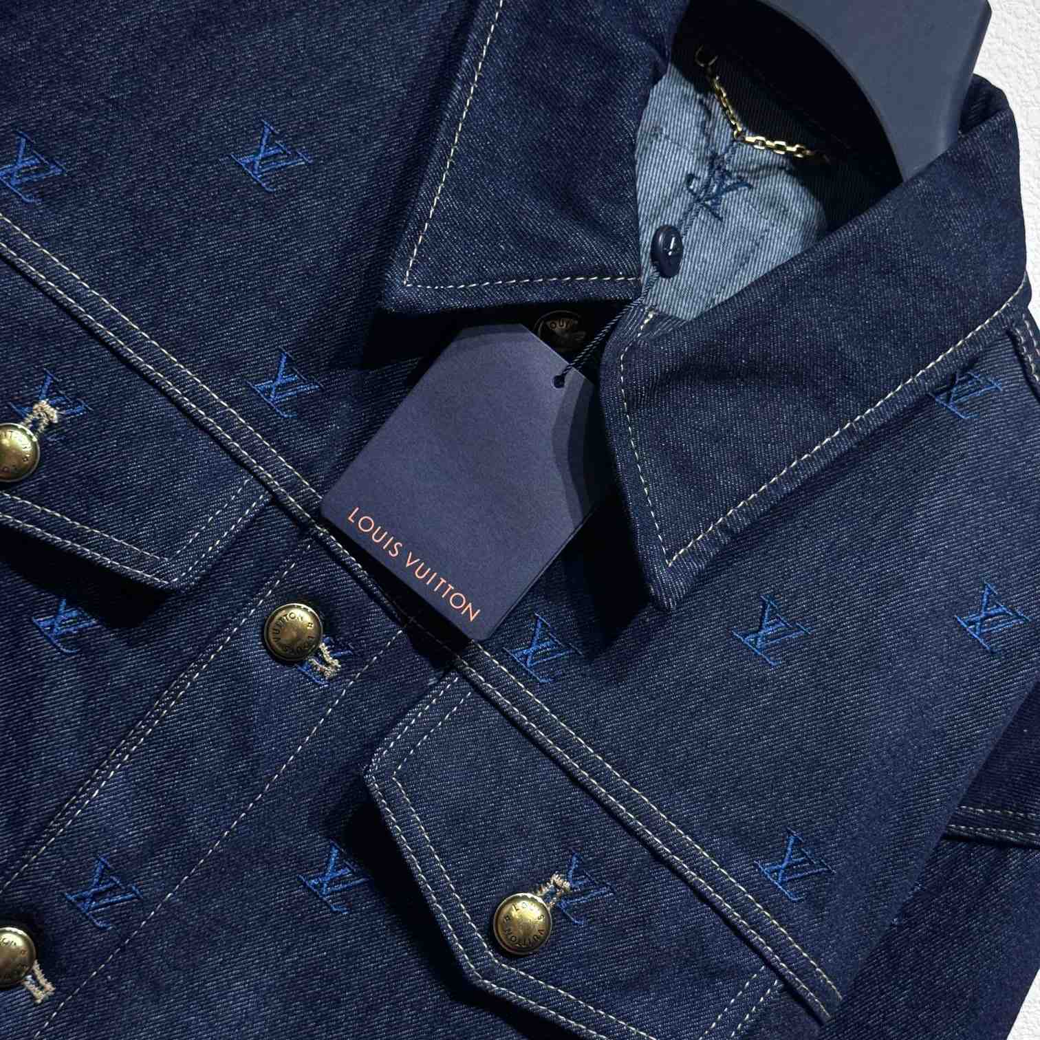 Louis Vuitton LV Blason Embroidered Denim Blouson   1AFYBZ - FashionPlug