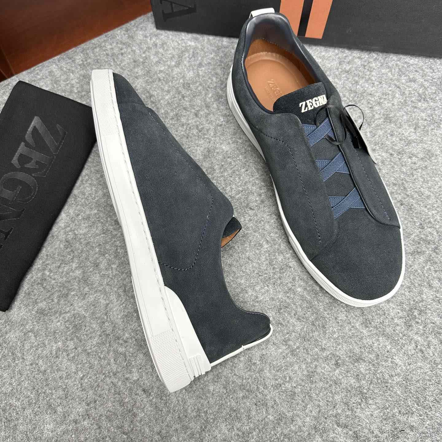 Zegna Suede Triple Stitch™ Sneakers - FashionPlug