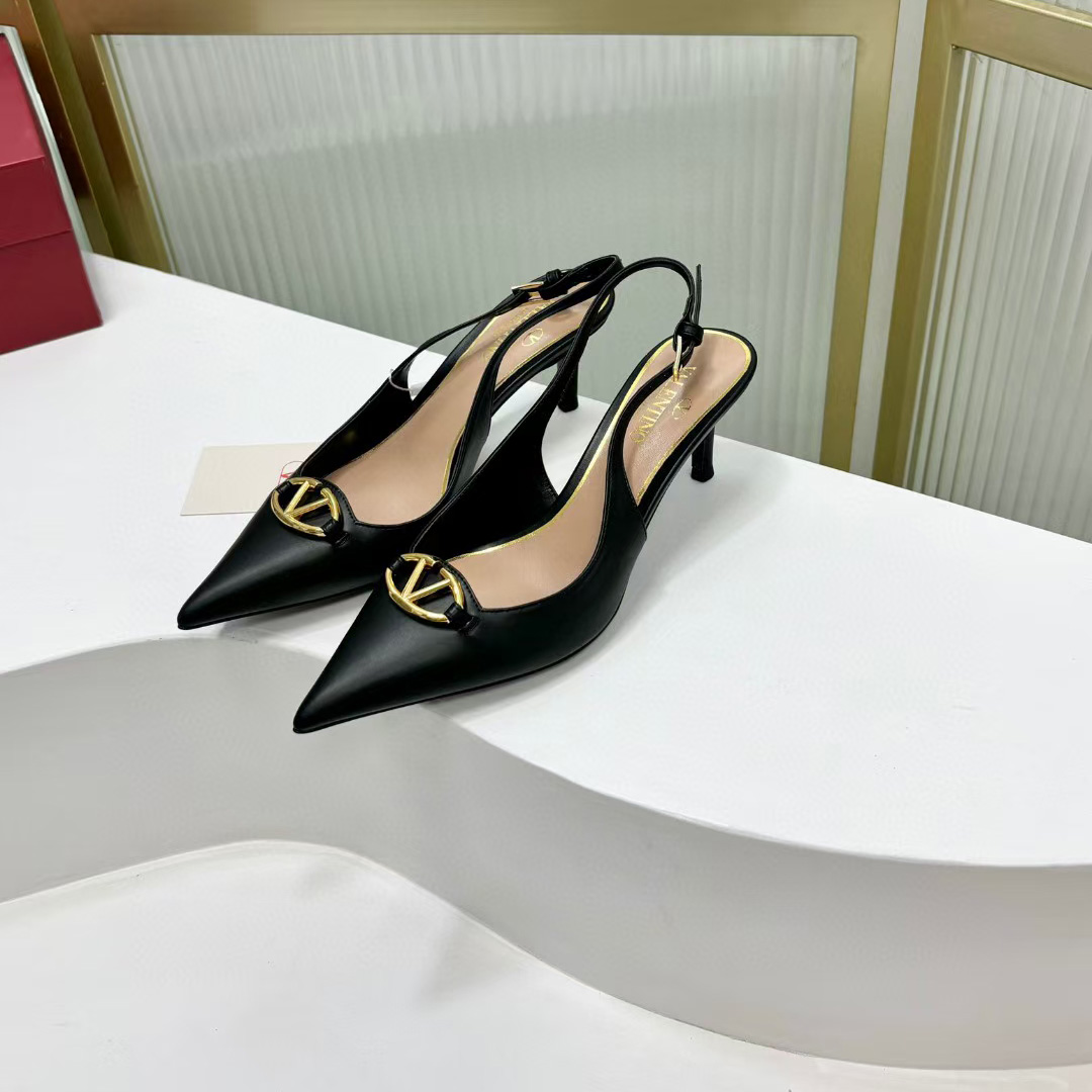 Valenti The Bold Edition VLogo Calfskin Slingback Pump   60mm - FashionPlug
