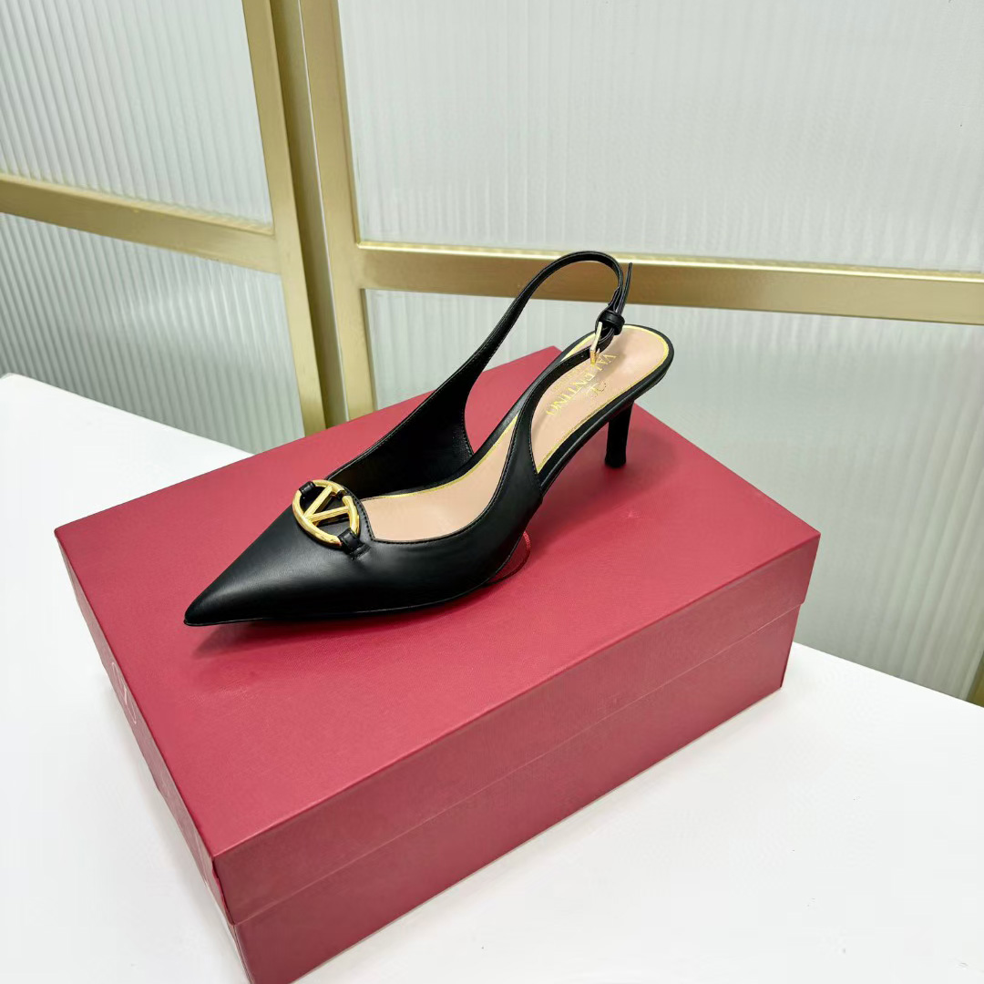 Valenti The Bold Edition VLogo Calfskin Slingback Pump   60mm - FashionPlug