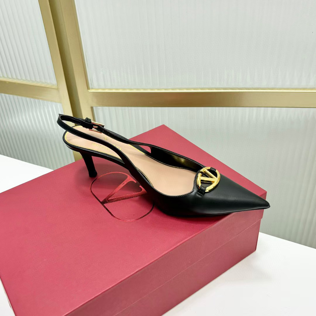 Valenti The Bold Edition VLogo Calfskin Slingback Pump   60mm - FashionPlug
