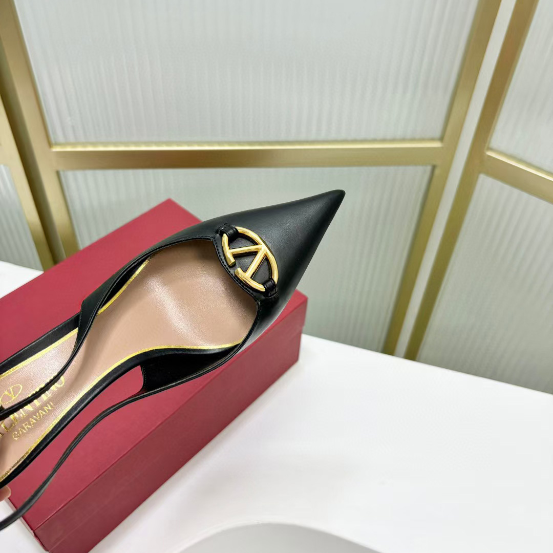 Valenti The Bold Edition VLogo Calfskin Slingback Pump   60mm - FashionPlug