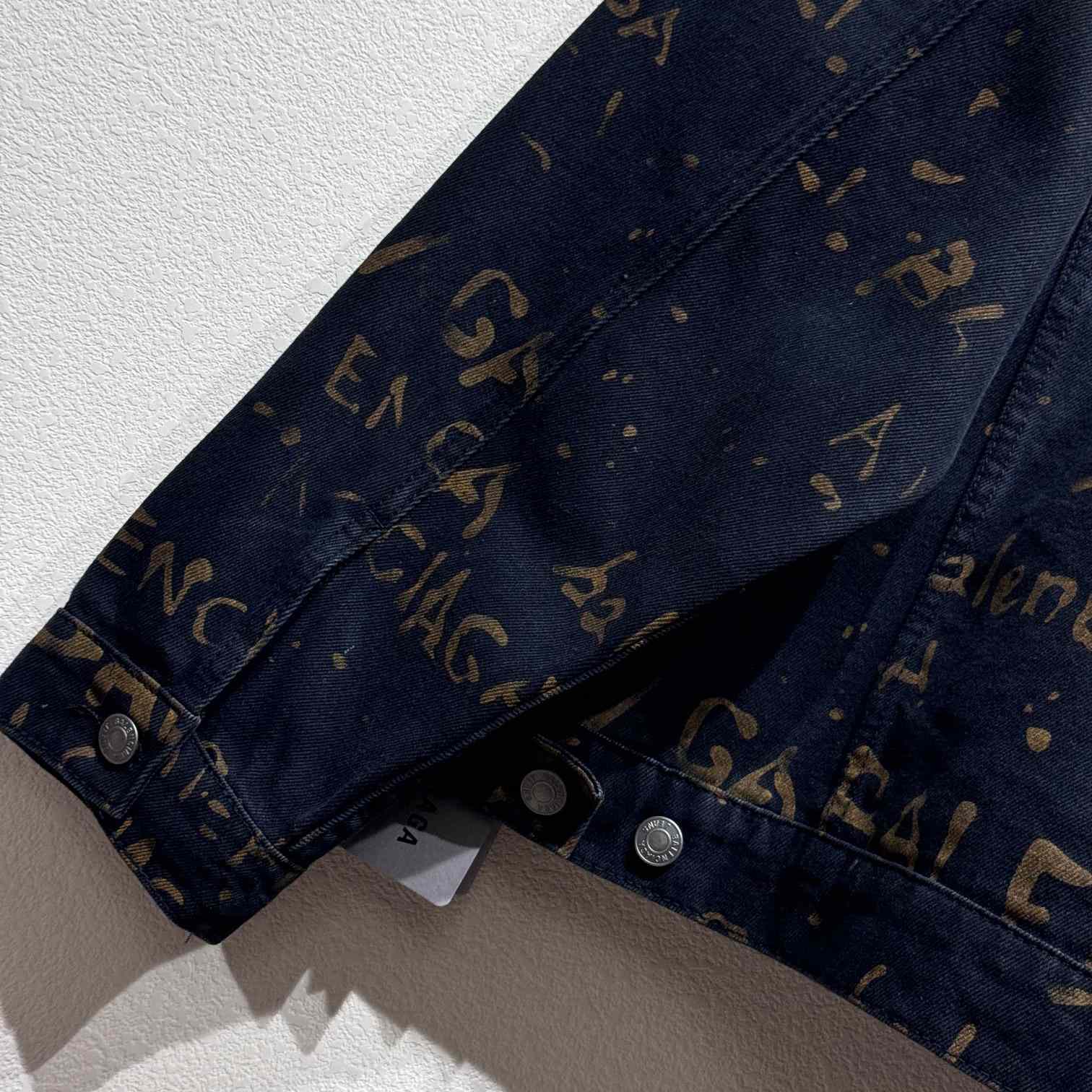 Balenciaga Bleachy Allover Denim Jacket - FashionPlug