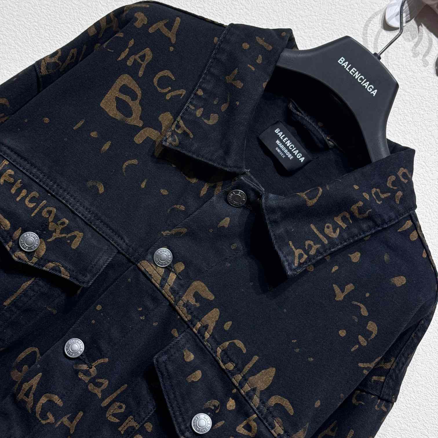 Balenciaga Bleachy Allover Denim Jacket - FashionPlug
