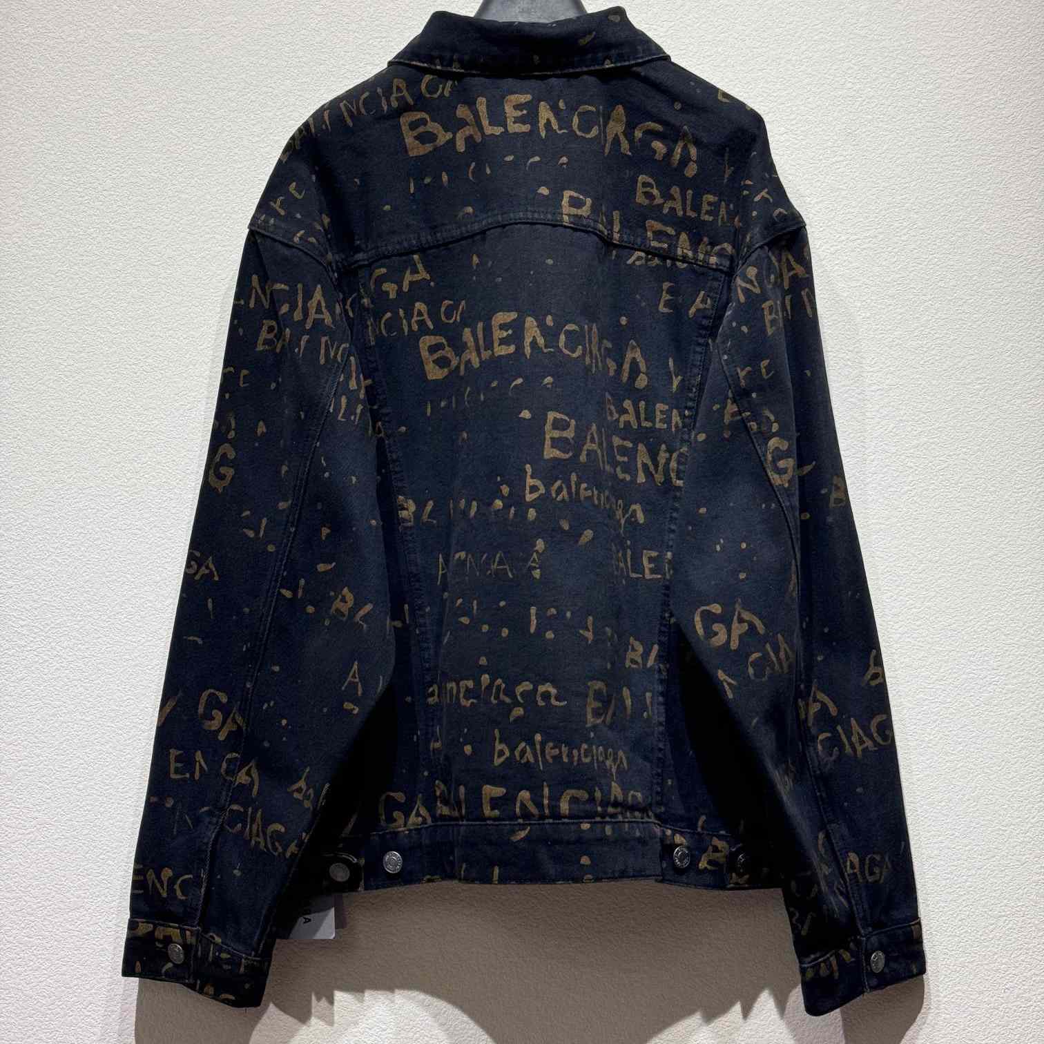Balenciaga Bleachy Allover Denim Jacket - FashionPlug