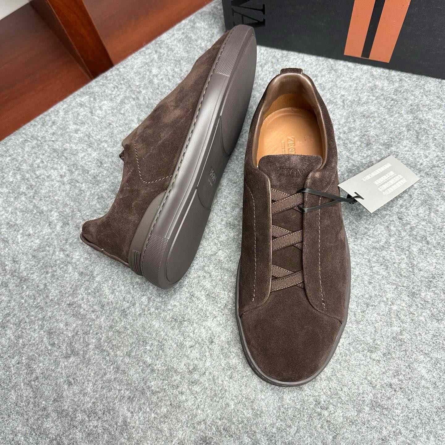 Zegna Suede Triple Stitch™ Sneakers - FashionPlug