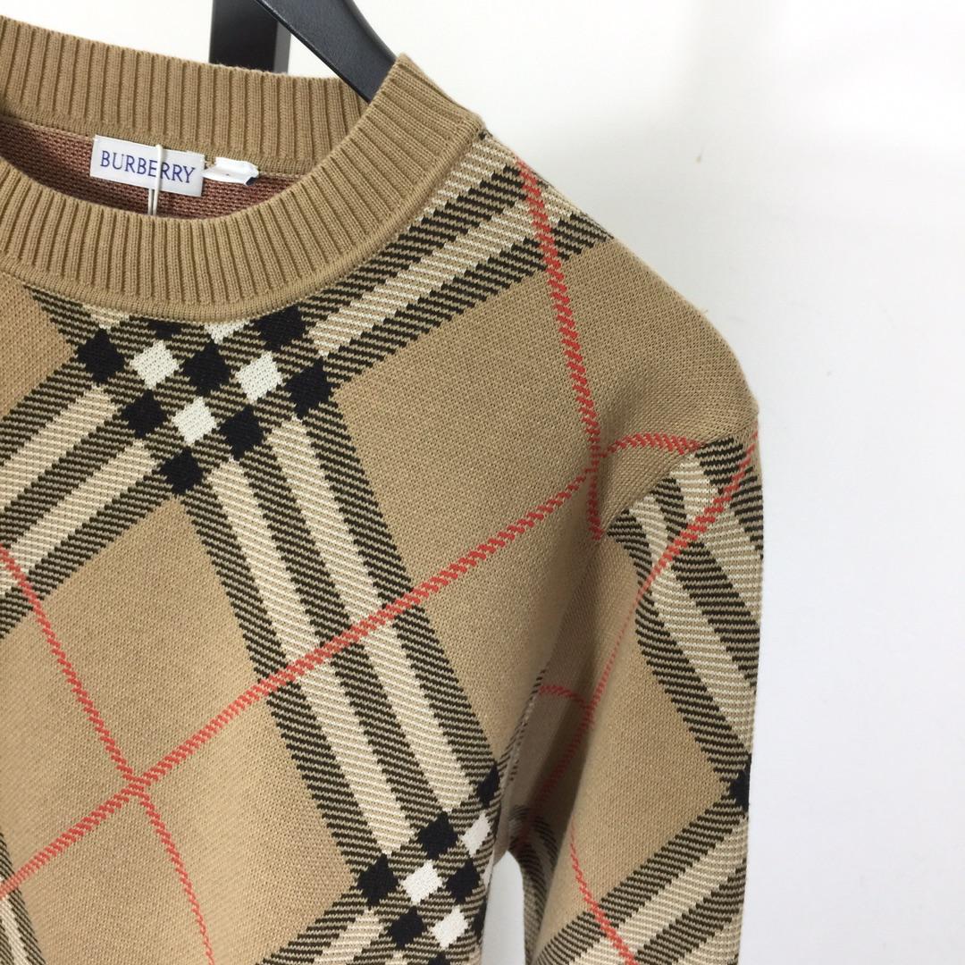 Burberry Check Wool Blend Sweater - FashionPlug
