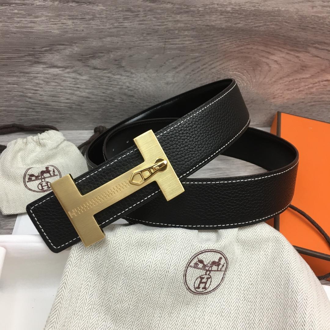 Hermes Leather H Buckle Belt - FashionPlug
