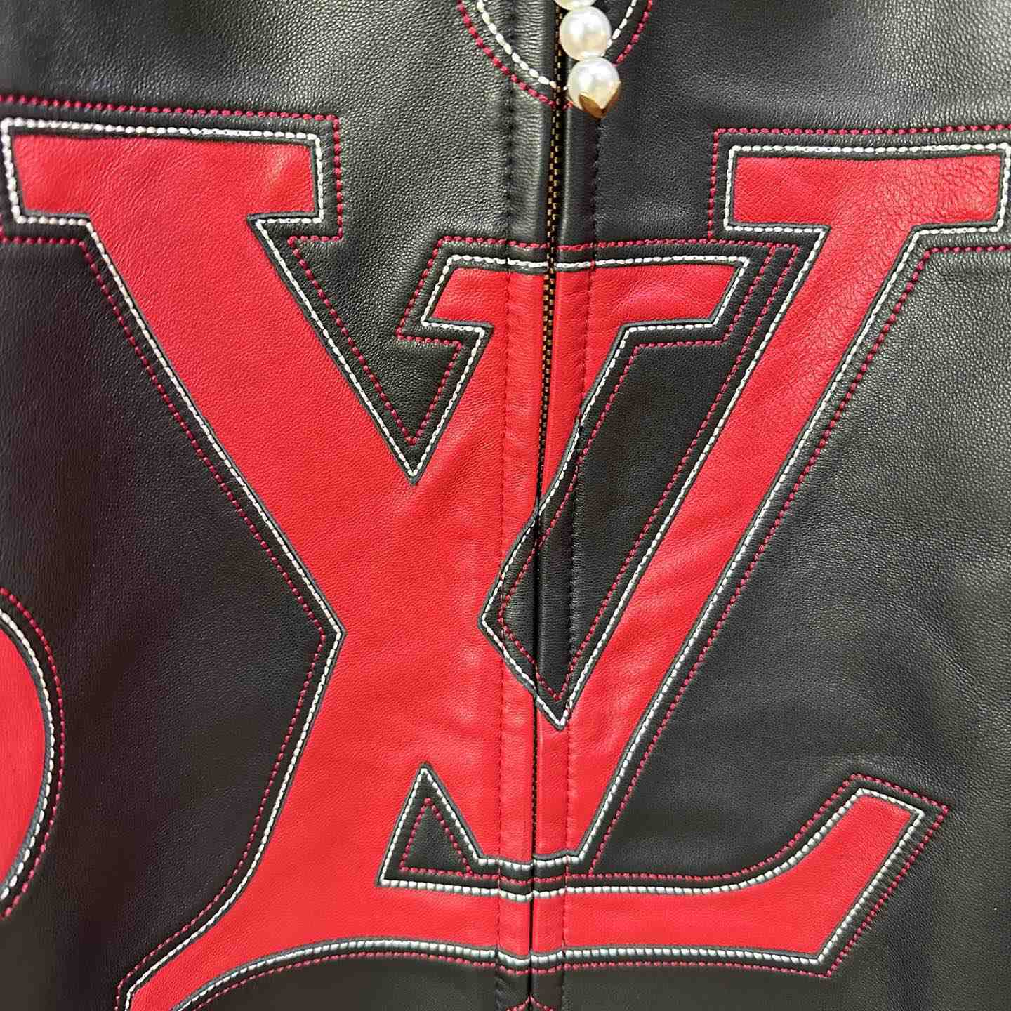 Louis Vuitton Embroidered Leather Bomber Jacket   - FashionPlug