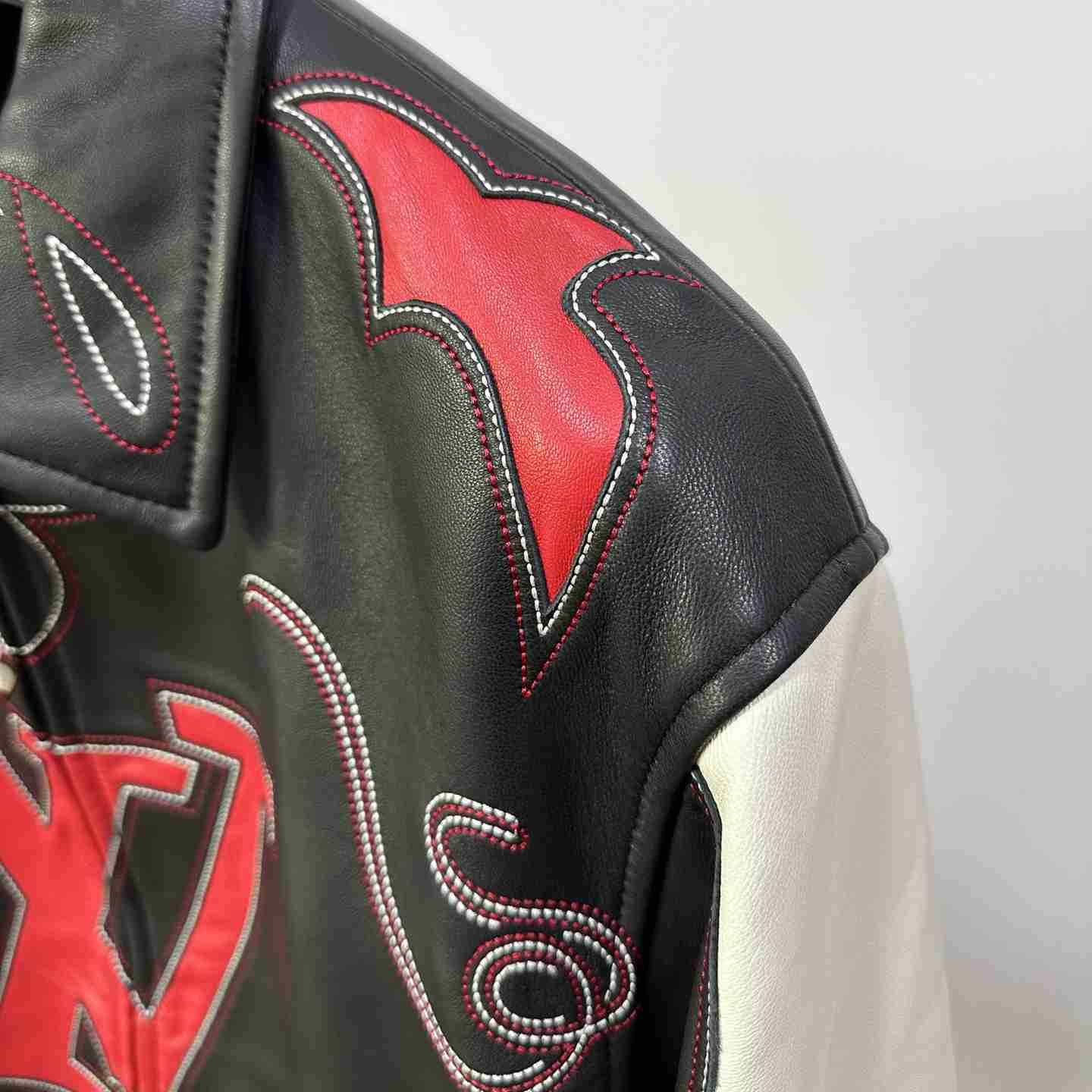 Louis Vuitton Embroidered Leather Bomber Jacket   - FashionPlug
