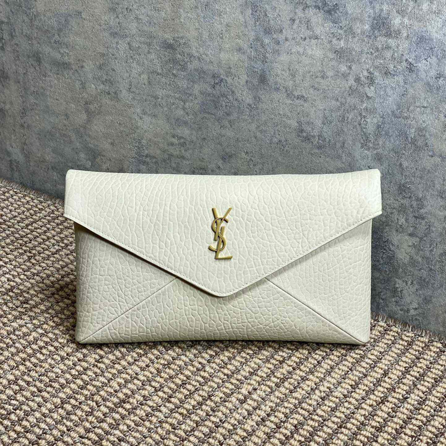 Saint Laurent Cassandre Large Envelope Pouch In Lambskin - FashionPlug