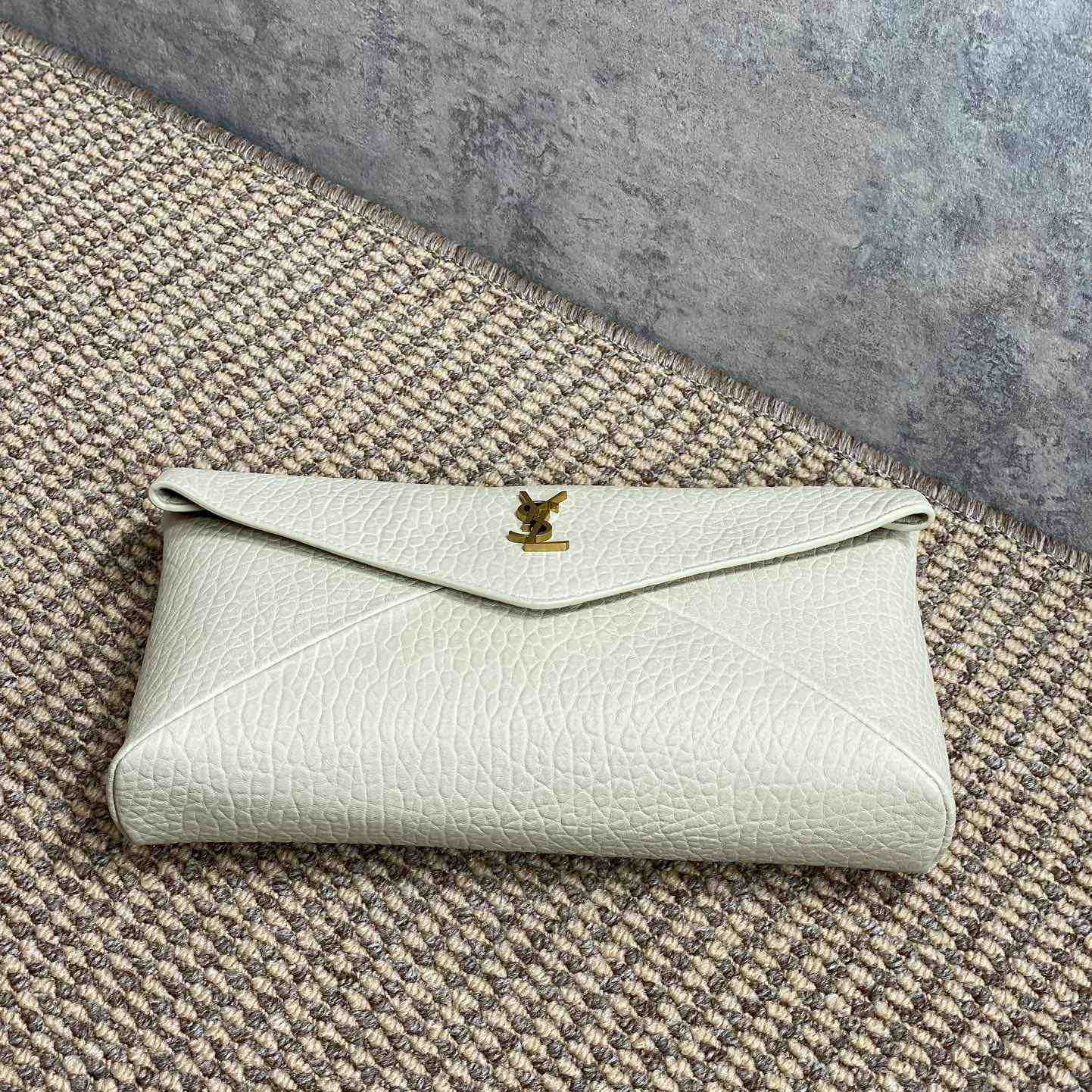 Saint Laurent Cassandre Large Envelope Pouch In Lambskin - FashionPlug