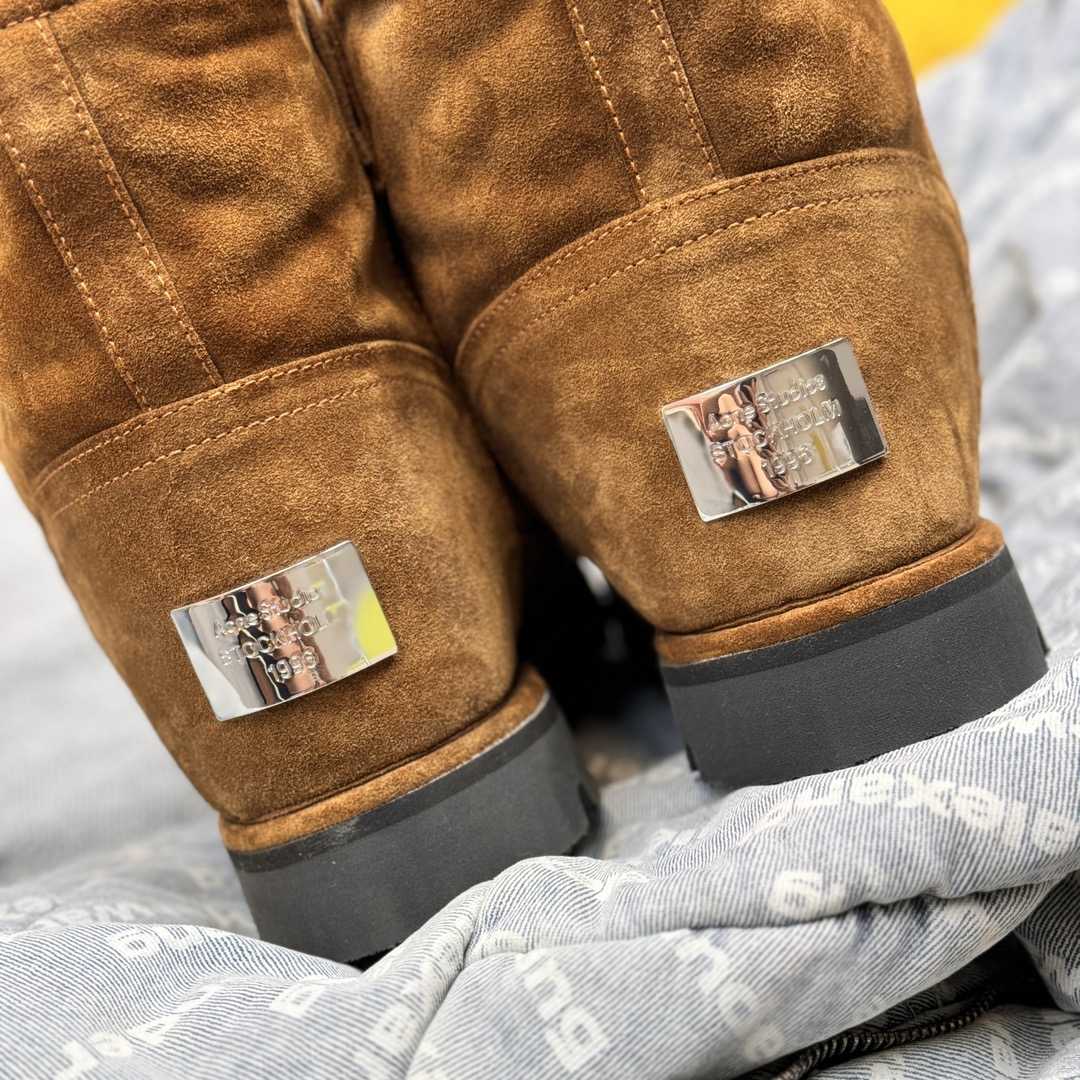 Acne Studios Tobacco Brown Shearling Leather Boots - FashionPlug