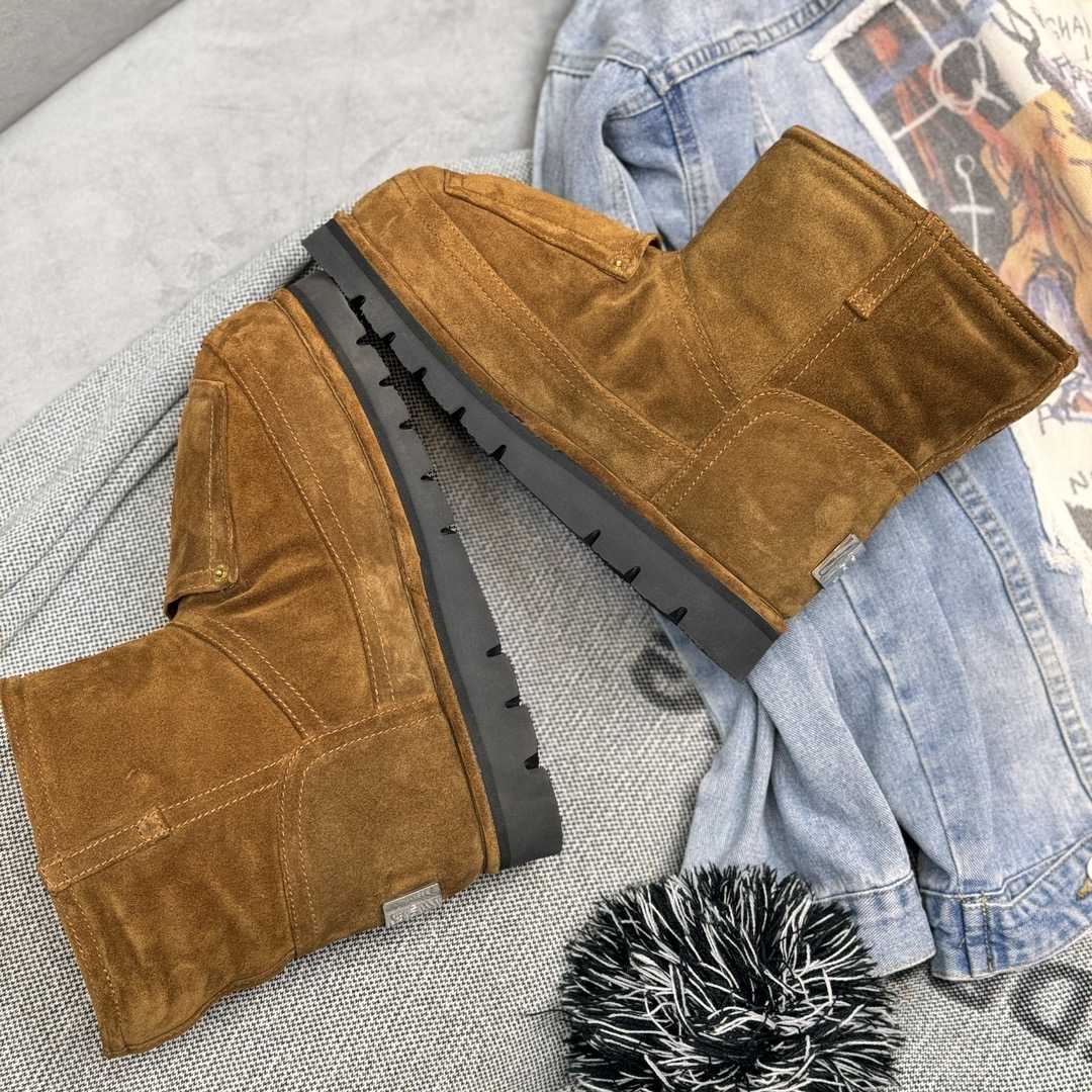 Acne Studios Tobacco Brown Shearling Leather Boots - FashionPlug