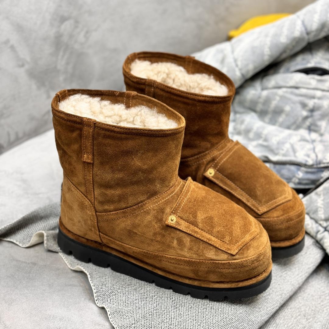 Acne Studios Tobacco Brown Shearling Leather Boots - FashionPlug