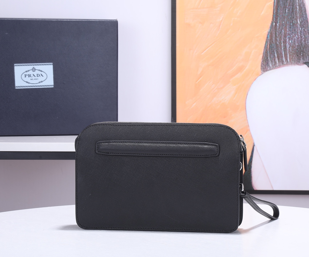 Prada Saffiano Leather Clutch  (26.5*17*5cm) - FashionPlug