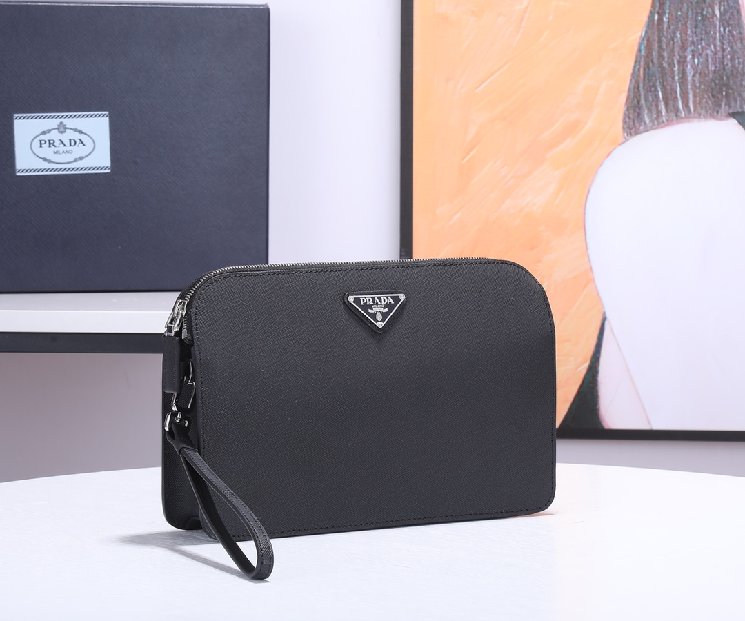 Prada Saffiano Leather Clutch  (26.5*17*5cm) - FashionPlug
