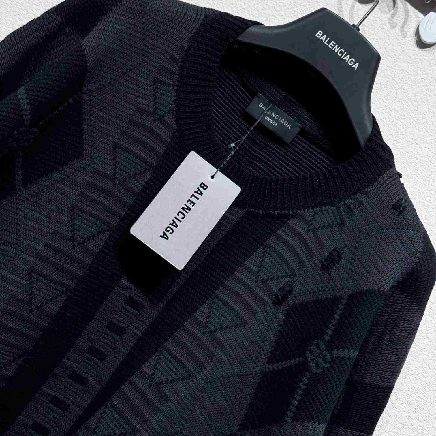 Balenciaga Logo-jacquard Distressed Jumper - FashionPlug