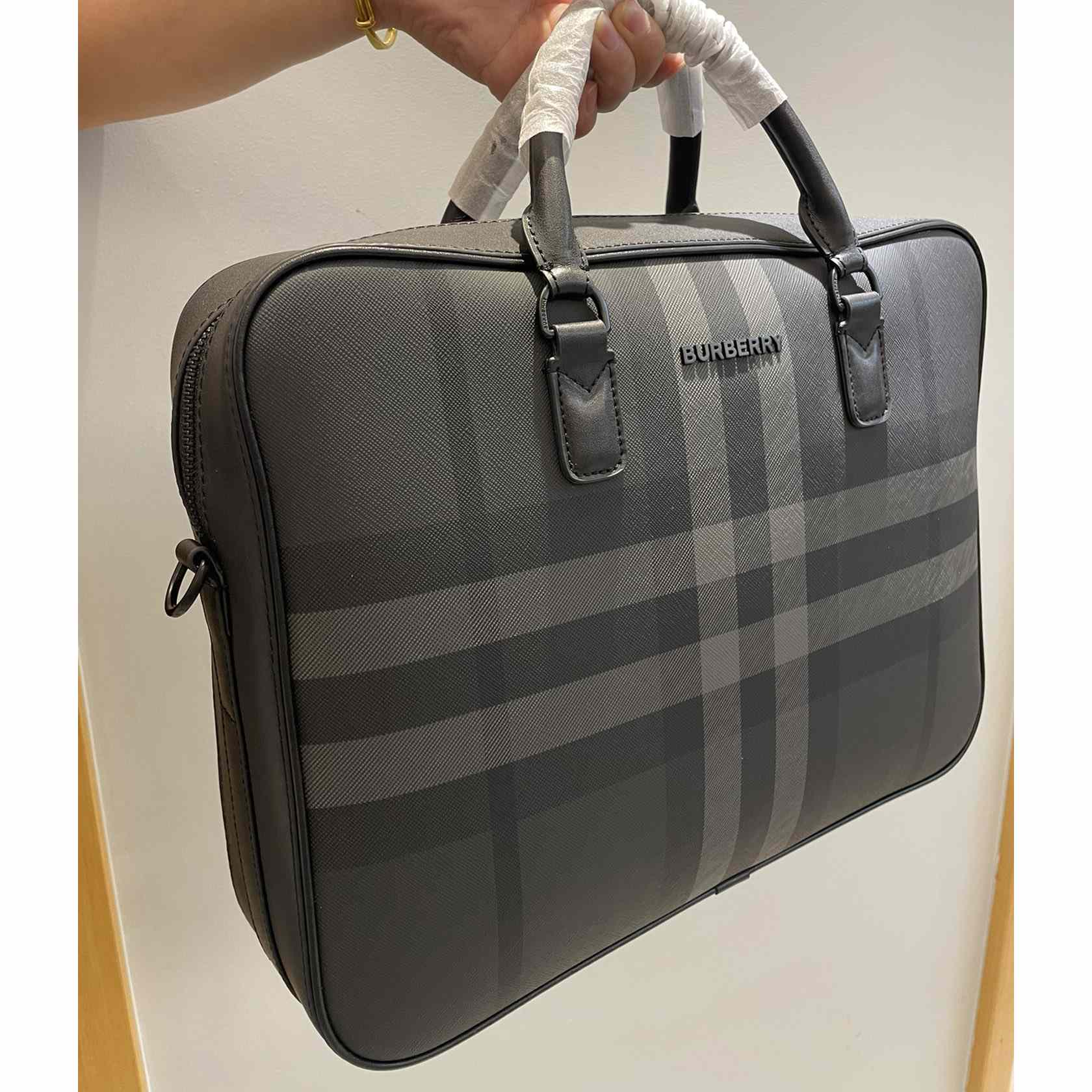 Burberry Ainsworth Checked Zipped Briefcase - FashionPlug